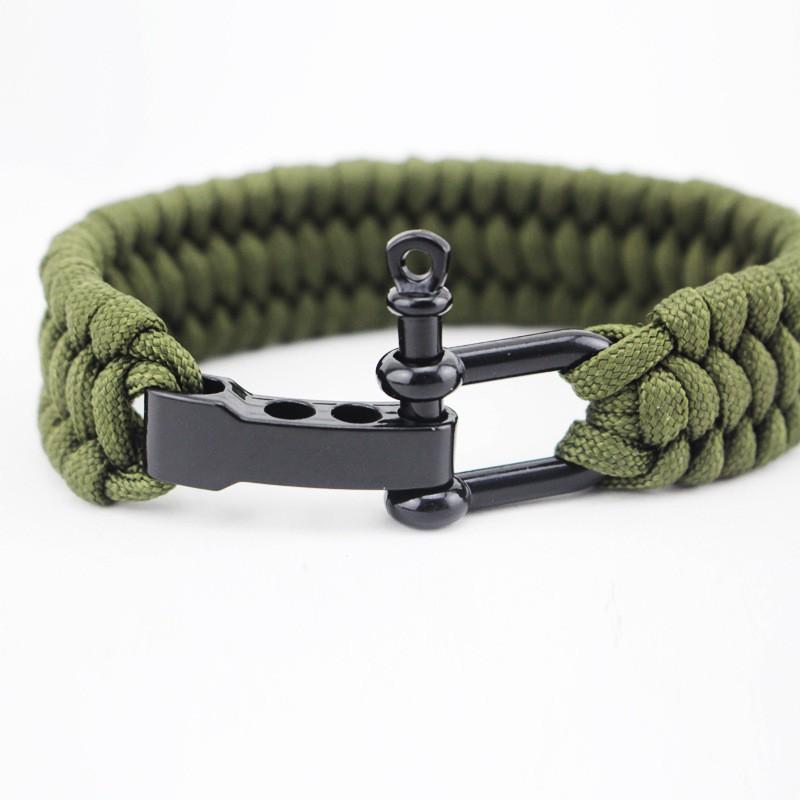 【新奇屋】U型O型鋼扣 7芯傘繩手鍊手環 傘繩求生手鍊 可調節求生手環 野外求生傘繩手鍊-細節圖8