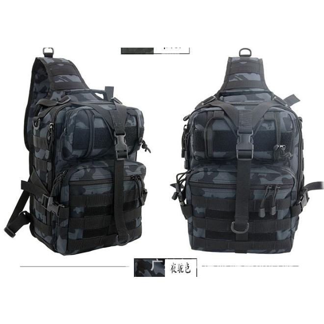 【新奇寶貝屋】Molle戰術單肩斜背包 側背包 斜挎包 多功能戶外戰術包(黑、卡其色、CP、ACU、蟒紋黑、夜駝色 )-細節圖7