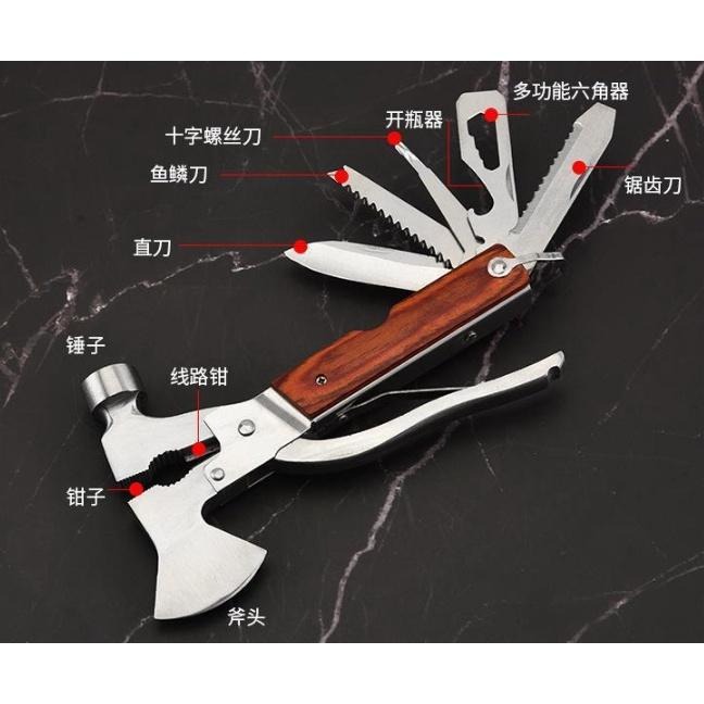 【新奇屋】汽車多功能救生錘 緊急車窗擊破器 居家露營多功能工具 羊角/斧頭/鋼錐 （起子.刀.鋸..鉗.16種功能）-細節圖2