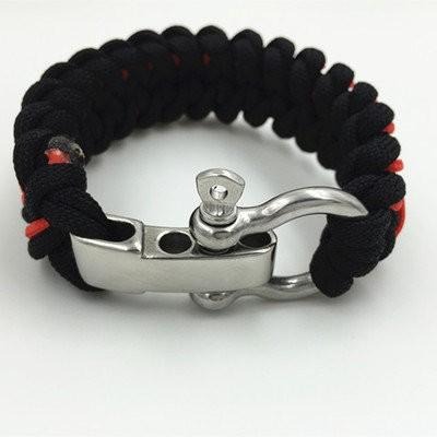 【新奇屋】傘繩求生手鍊可調式鋼扣 扣環 O型 U型 黑色 銀色 四款可選-細節圖3