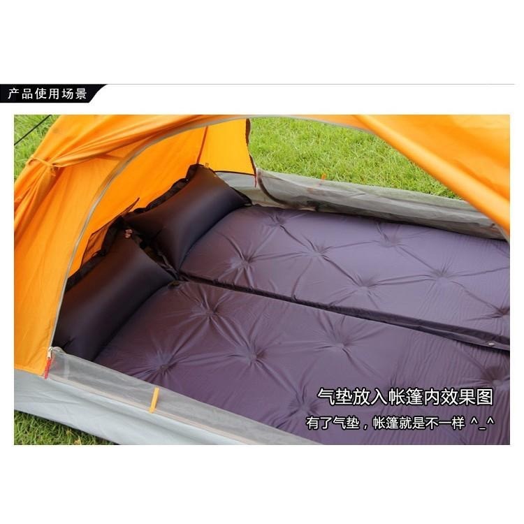 【新奇寶貝屋】戶外帳篷防潮墊(附收納袋)加寬加厚帶枕九點自動充氣床墊 可拼接雙人多人自動充氣睡墊(藍 綠 迷彩 )-細節圖8