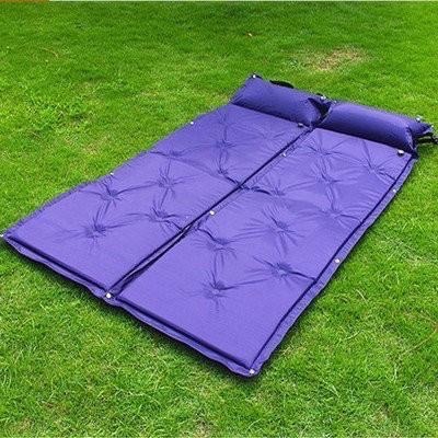 【新奇寶貝屋】戶外帳篷防潮墊(附收納袋)加寬加厚帶枕九點自動充氣床墊 可拼接雙人多人自動充氣睡墊(藍 綠 迷彩 )-細節圖2