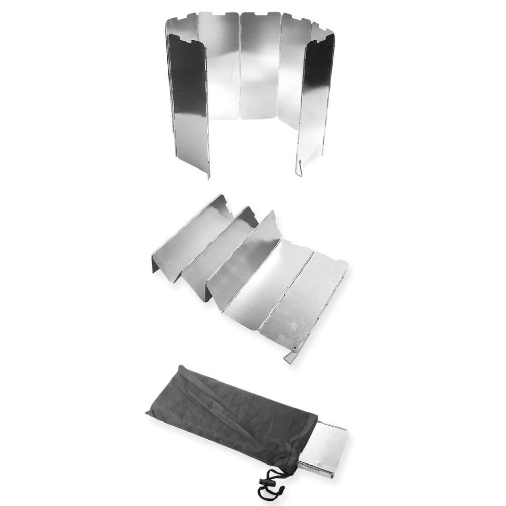 【新奇寶貝屋】8片鋁製超輕折疊擋風板 防風板 戶外爐具防風板 燒烤工具擋風板 野外爐具必配 帶插銷 附收納袋-細節圖4