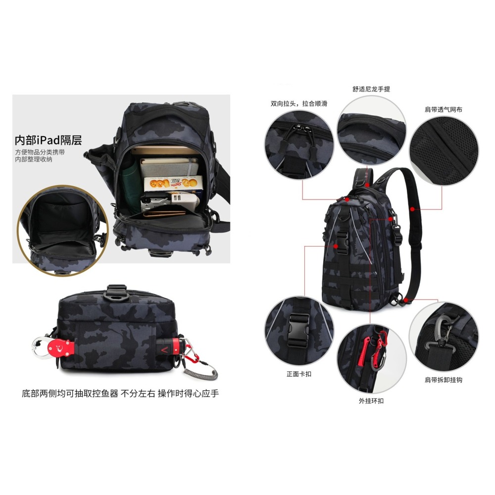 路亞包 釣魚包 單雙肩多功能 迷彩單肩包-細節圖3