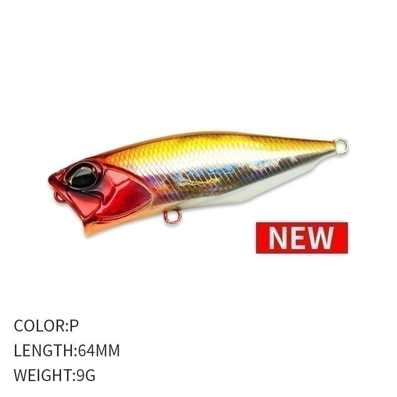 Popper 64mm/9g 波趴 波爬 假餌 波啪 波爬 9116 浮水 波扒 微拋 黑格 捲仔 阿蔡路亞 台灣現貨-細節圖5