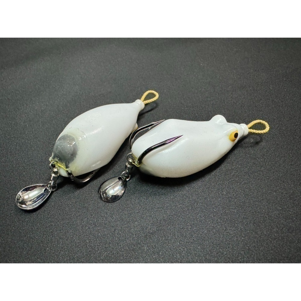 漁獵 尖嘴 一口蛙 一口吞 姆指蛙 雷蛙 改裝 雷強 呆 魚虎 長 14g 55mm 亮片 阿蔡路亞 台灣現貨-細節圖2