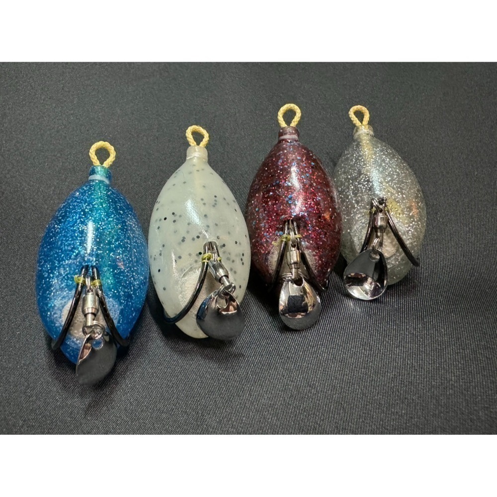 一口蛙 一口吞 小蛋 袖蛋 改裝 雷蛙 雷強 呆 魚虎 長 12g 55mm 亮片 阿蔡路亞 台灣現貨-細節圖3