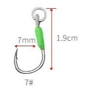 伊勢尼 手綁單鉤 單鉤 鐵板 鐵板鉤 手工綁制 捲仔 黑格 綠色 每包10支 阿蔡路亞 台灣現貨-規格圖8
