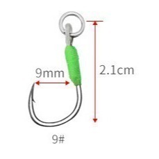 伊勢尼 手綁單鉤 單鉤 鐵板 鐵板鉤 手工綁制 捲仔 黑格 綠色 每包10支 阿蔡路亞 台灣現貨-規格圖8