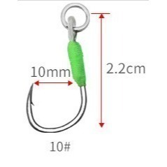 伊勢尼 手綁單鉤 單鉤 鐵板 鐵板鉤 手工綁制 捲仔 黑格 綠色 每包10支 阿蔡路亞 台灣現貨-規格圖8
