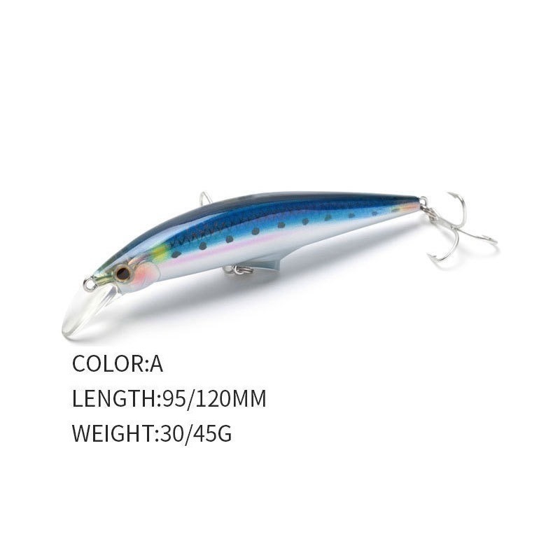台灣現貨 路亞 海釣 沉水 米諾 假餌 淡水 遠投 120mm 45G 9093 阿蔡路亞-規格圖11
