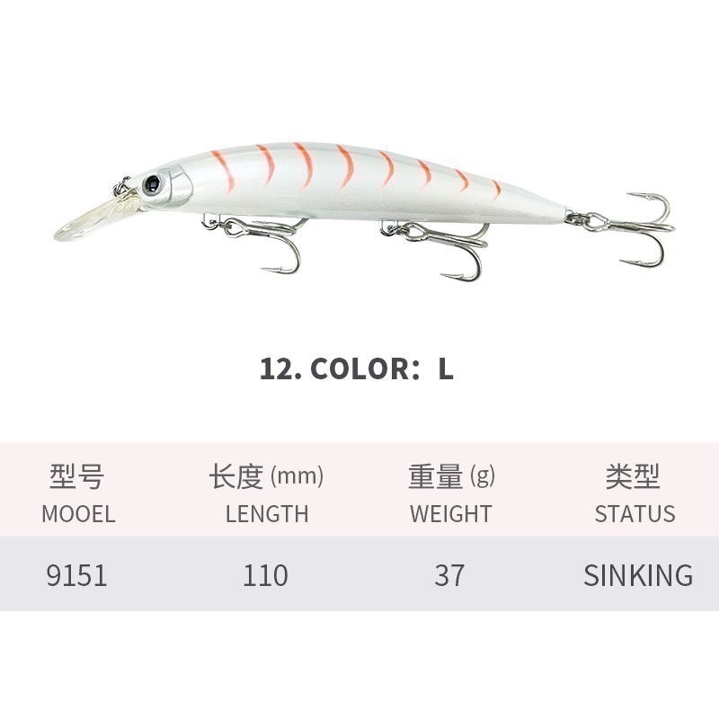 11公分 37克 M349 9151 路亞 沉水 遠投 金目 七星 海鱸 青物 鱸魚 遠投 米諾 阿蔡路亞 台灣現貨-規格圖4