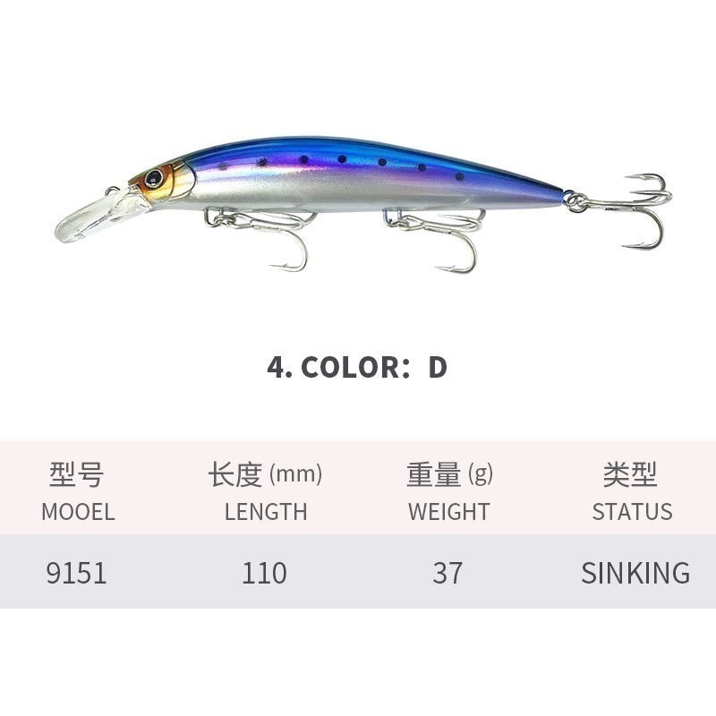 11公分 37克 M349 9151 路亞 沉水 遠投 金目 七星 海鱸 青物 鱸魚 遠投 米諾 阿蔡路亞 台灣現貨-規格圖4