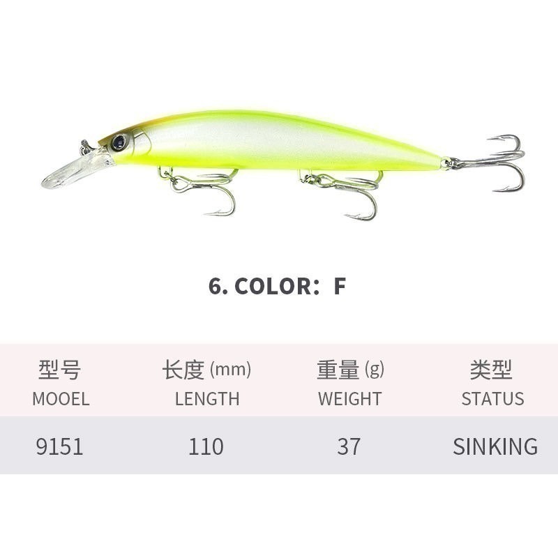 11公分 37克 M349 9151 路亞 沉水 遠投 金目 七星 海鱸 青物 鱸魚 遠投 米諾 阿蔡路亞 台灣現貨-規格圖4