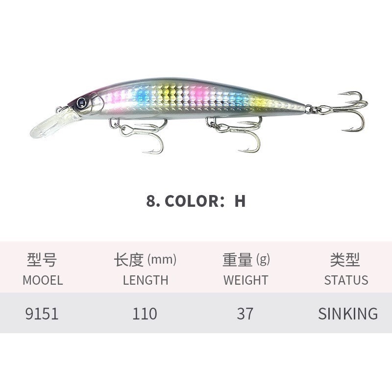 11公分 37克 M349 9151 路亞 沉水 遠投 金目 七星 海鱸 青物 鱸魚 遠投 米諾 阿蔡路亞 台灣現貨-規格圖4