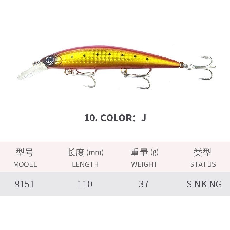 11公分 37克 M349 9151 路亞 沉水 遠投 金目 七星 海鱸 青物 鱸魚 遠投 米諾 阿蔡路亞 台灣現貨-規格圖4