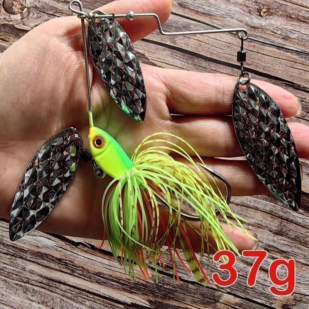 spinner  bait 鬍鬚佬 37g 假餌 複合亮片 亮片 魚虎 黑鱸 呆 阿蔡路亞 台灣現貨-細節圖2