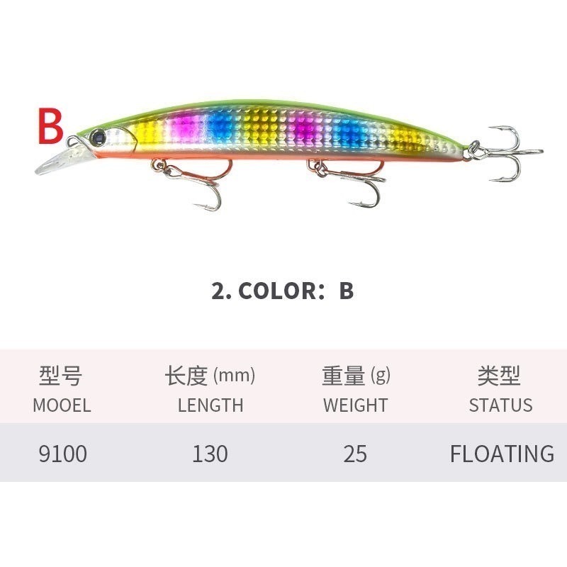 9100 13cm/25g 米諾 浮水 遠投 金目 七星 海鱸 青物 鱸魚 遠投 米諾 響珠 阿蔡路亞 台灣現貨-規格圖5