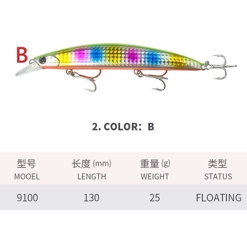 9100 13cm/25g 米諾 浮水 遠投 金目 七星 海鱸 青物 鱸魚 遠投 米諾 響珠 阿蔡路亞 台灣現貨-規格圖5