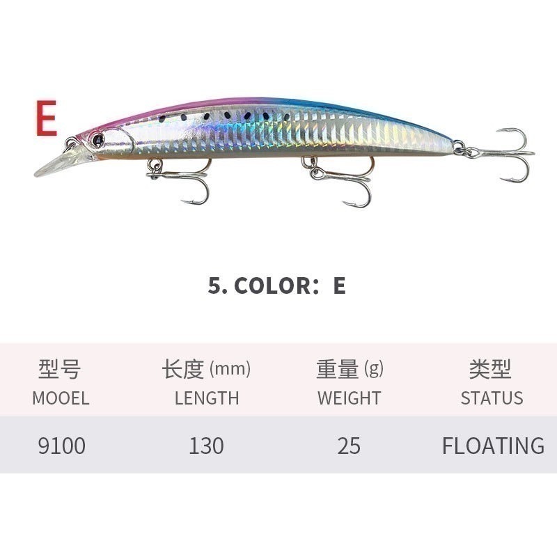 9100 13cm/25g 米諾 浮水 遠投 金目 七星 海鱸 青物 鱸魚 遠投 米諾 響珠 阿蔡路亞 台灣現貨-規格圖5