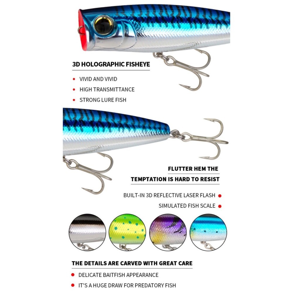 9113 130mm/58g 波趴 波爬 波啪 POPPER 浮水 遠投 硬餌 阿蔡路亞 台灣現貨-細節圖4