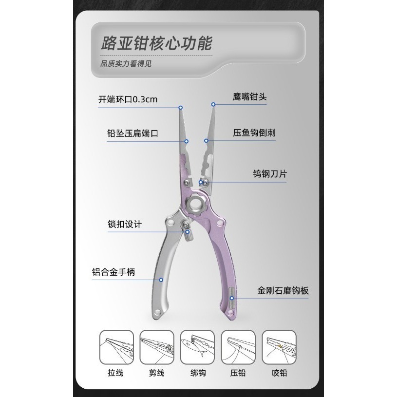 鋁合金 路亞鉗 帶刻度 金剛石 失手繩 鉗套 阿蔡路亞 台灣現貨-細節圖4
