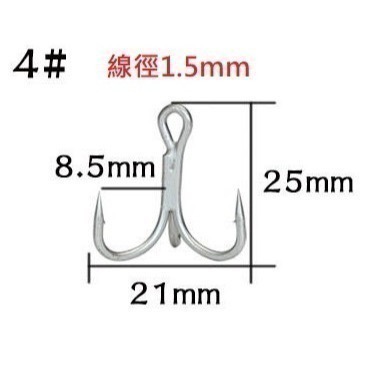 四倍 加強 粗骨 三本鉤 三叉鉤  阿蔡路亞 台灣現貨-規格圖3