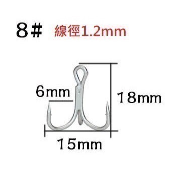 四倍 加強 粗骨 三本鉤 三叉鉤  阿蔡路亞 台灣現貨-規格圖3