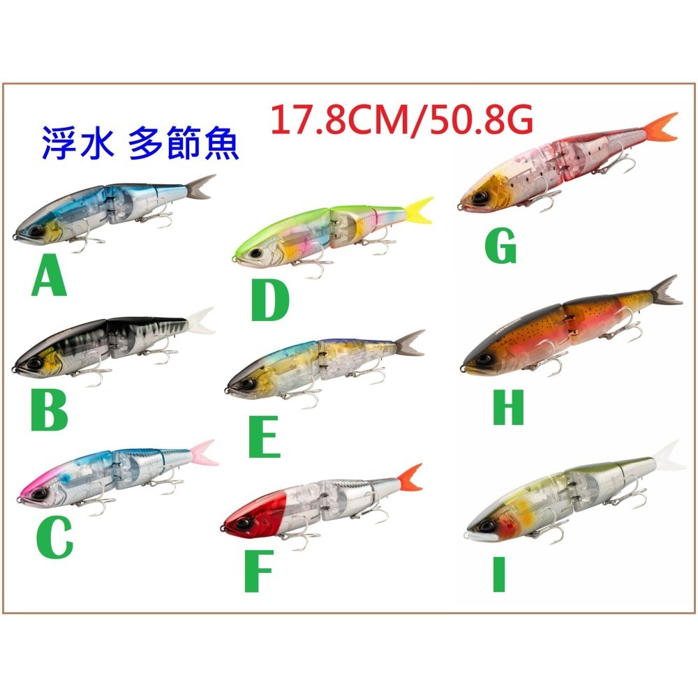 台灣現貨 17.8cmg/50.8g 閃片 浮水 多節魚 3節 米諾 遠投 假餌 船釣 海釣 海鱸 阿蔡路亞-細節圖2