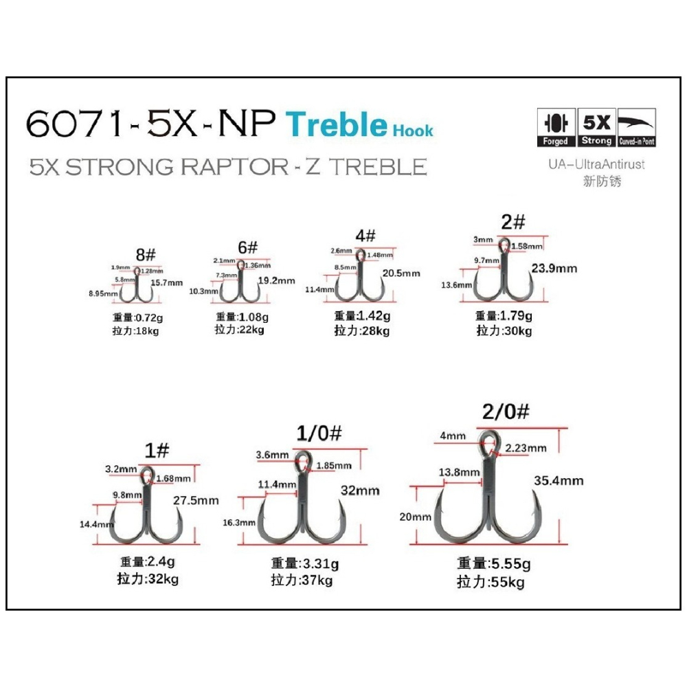 6071-5X-NP 三叉鉤 三本鈎 5倍強 阿蔡路亞 台灣現貨-細節圖2