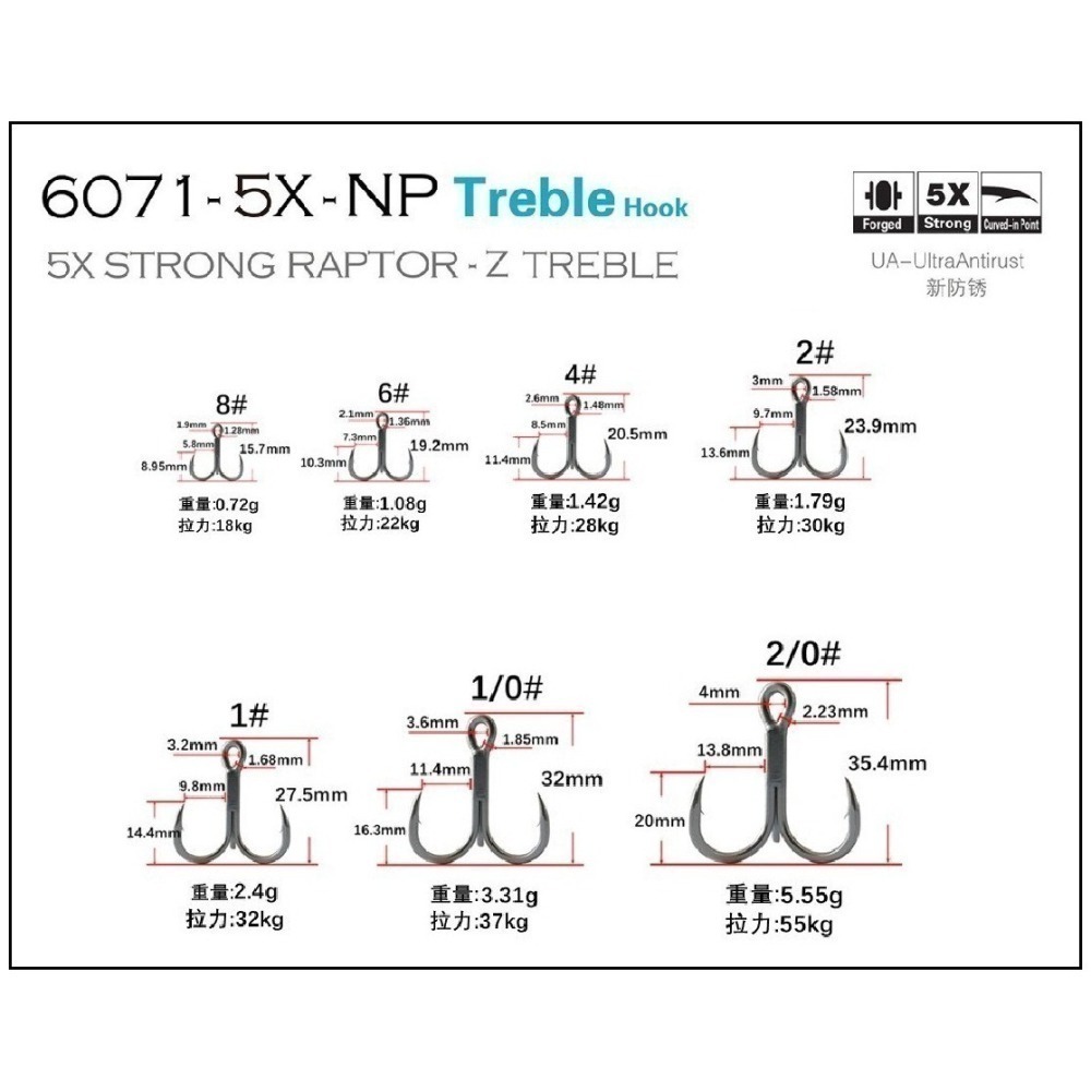 6071-5X-NP 三叉鉤 三本鈎 5倍強 阿蔡路亞 台灣現貨-細節圖2