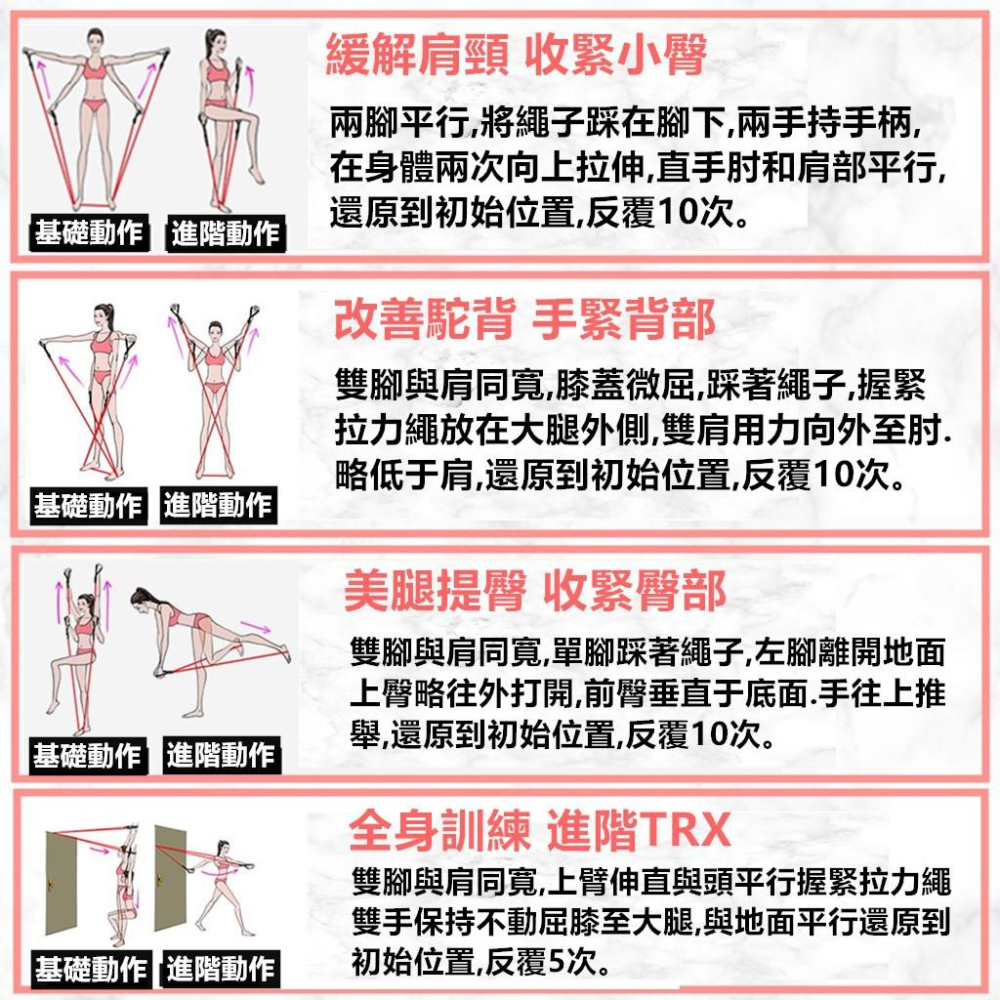 【現貨 免運費! 11件組】拉力繩 彈力繩 拉力帶 彈力帶 阻力帶 阻力繩 健身 訓練 彈力帶 瑜珈繩 彈力繩 訓練帶-細節圖5