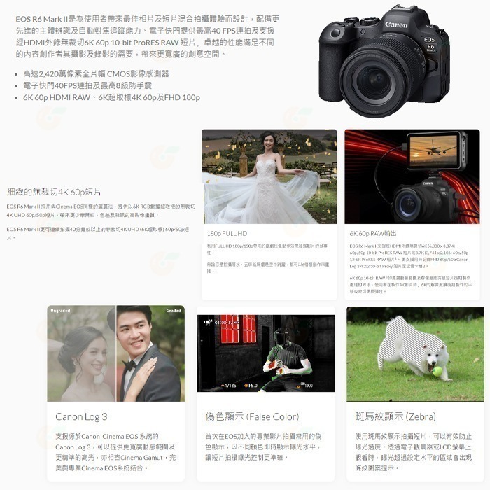 送註冊禮 Canon EOS R6 Mark II KIT 24-105mm 全片幅無反單眼相機單鏡組 台灣佳能公司貨-細節圖2