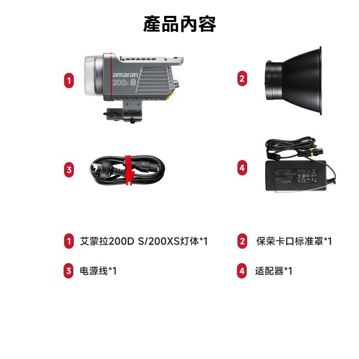 愛圖仕 Aputure Amaran 200X S 雙色溫聚光燈 公司貨 LED持續燈 補光燈 攝影棚 棚燈 200XS-細節圖2