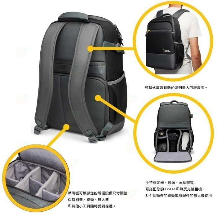 國家地理 National Geographic NG E1 E2 5168 雙肩後背相機包 攝影包 適用 單眼 鏡頭-細節圖4