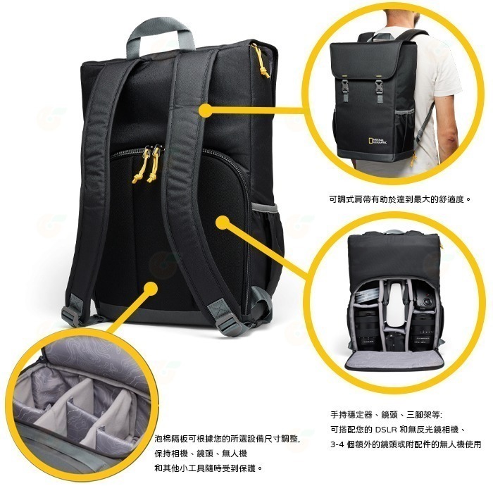 國家地理 National Geographic NG E1 E2 5168 雙肩後背相機包 攝影包 適用 單眼 鏡頭-細節圖6