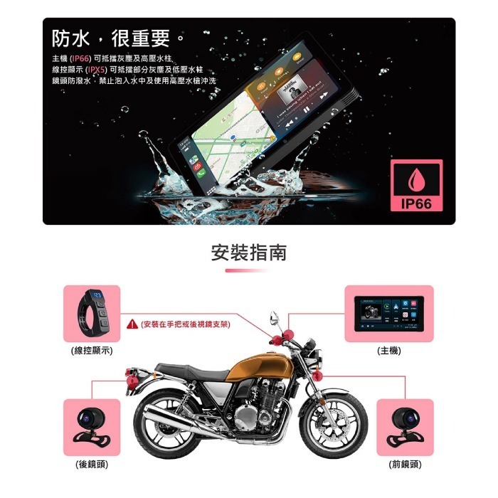 附記憶卡 Coral BK1 摩托車 機車 CarPlay 防水IP66 雙鏡頭行車紀錄器 公司貨 5.5吋LCD螢幕-細節圖7