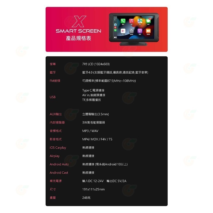 🚗 送32G CORAL X 7吋可攜式CarPlay入門機種 智能導航螢幕 公司貨 ios android 選配後鏡-細節圖9