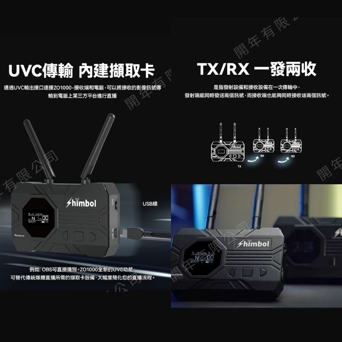SHIMBOL ZO1000 HDMI SDI 無線圖傳系統 公司貨 一發兩收 群組模式 UVC輸出 全鋁合金 低功耗-細節圖2