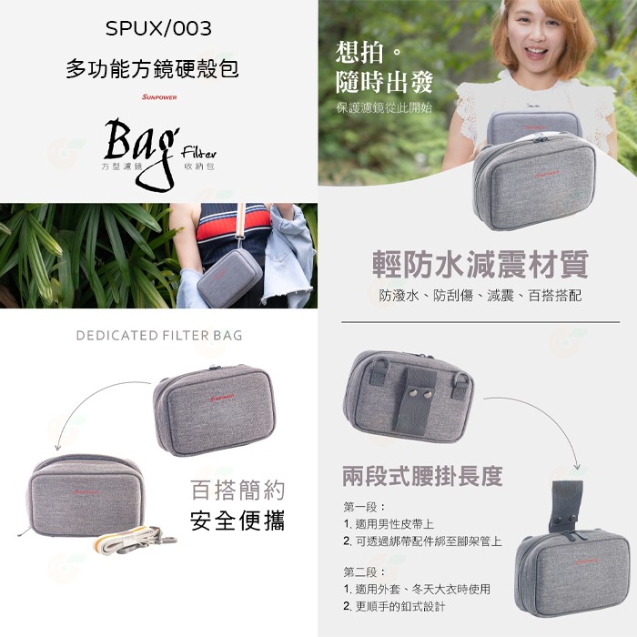 ⭐ SUNPOWER SPUX 003 005 多功能濾鏡包 圓形 方形 收納包 硬殼配件包 鏡片袋 UV镜 偏光鏡 用-細節圖3