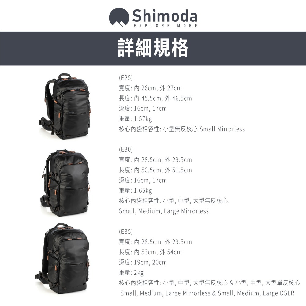 含內袋 Shimoda 520-152 520-153 Explore V2 E25 25L 二代探索雙肩攝影後背包組-細節圖8