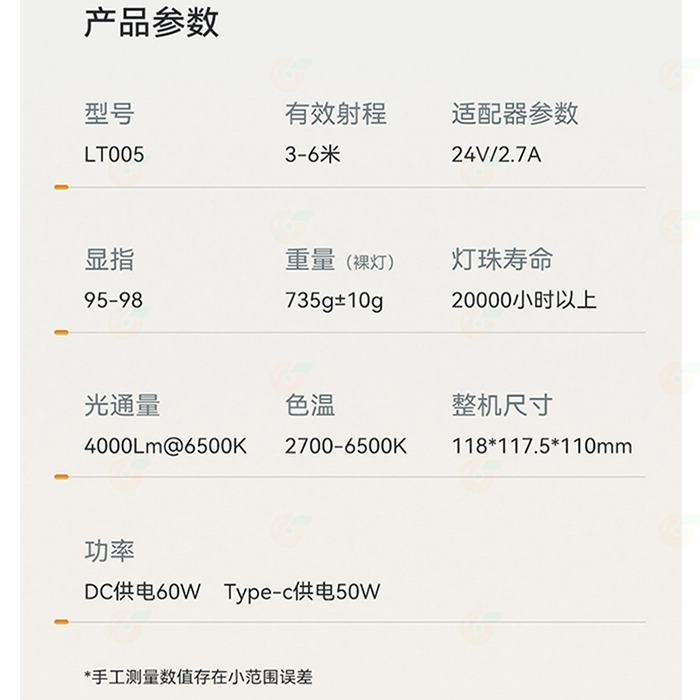 Ulanzi LT005 60W COB 美規雙色溫影視持續燈 公司貨 迷你保榮卡口 多功能 攝影棚補光燈-細節圖8