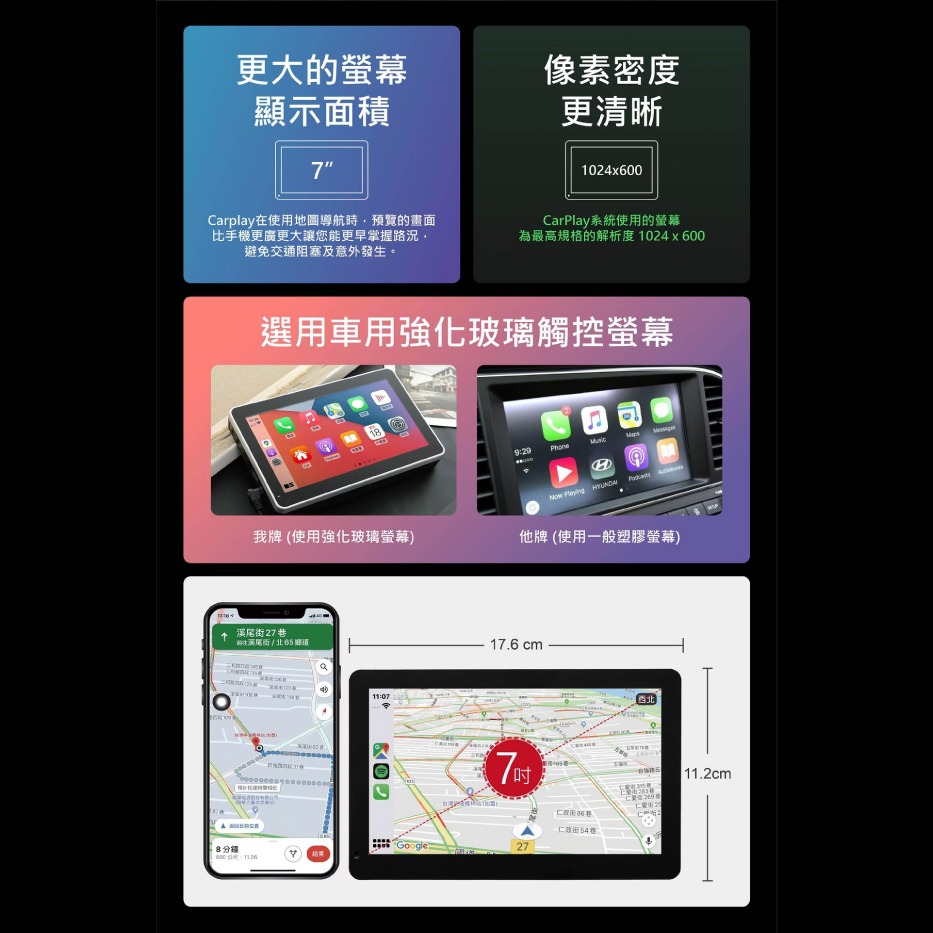 CORAL CarPlay Pro A 有線 可攜式 車用導航資訊娛樂整合系統 公司貨 Android iOS 鏡像輸出-細節圖5