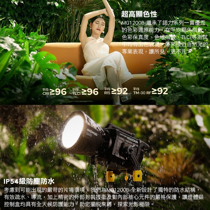 ⭐ 神牛 Godox 諾力 MG1200Bi 雙色溫 LED持續燈 公司貨 IP54防水 多種操控 補光燈 攝影燈-細節圖4