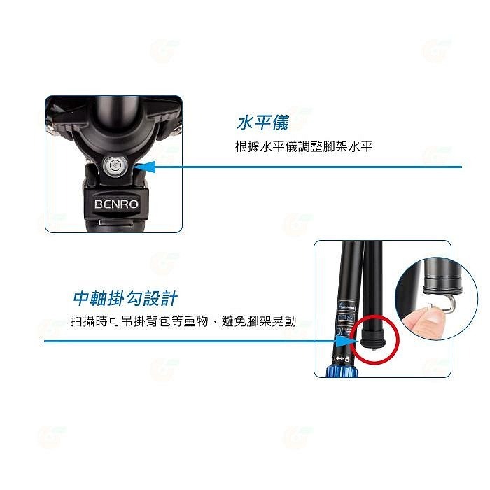 ⭐ 送原廠手機夾 百諾 BENRO TSL08AN00 經典鎂鋁合金三腳架套裝 公司貨 輕量 球形雲台 攝影 錄影-細節圖4