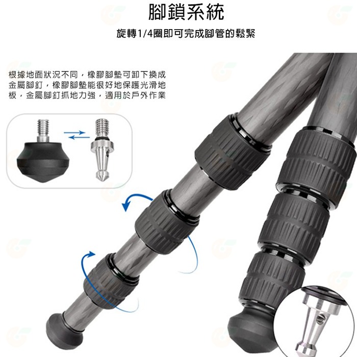 徠圖 Leofoto LS-324CEX BV-10 遊俠糸列 4節 碳纖維三腳架 油壓雲台 公司貨 載重15kg-細節圖5