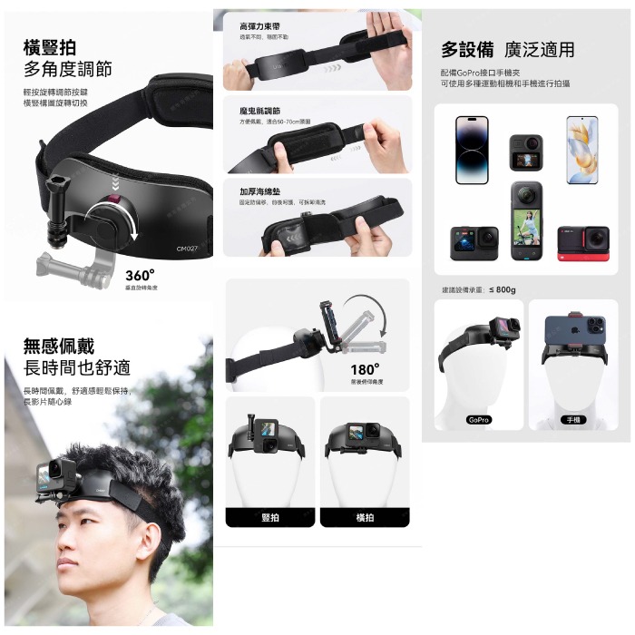Ulanzi CM027 CM028 gopro頭帶支架 Go-Quick II 胸帶支架 公司貨 手機 運動相機 直播-細節圖3