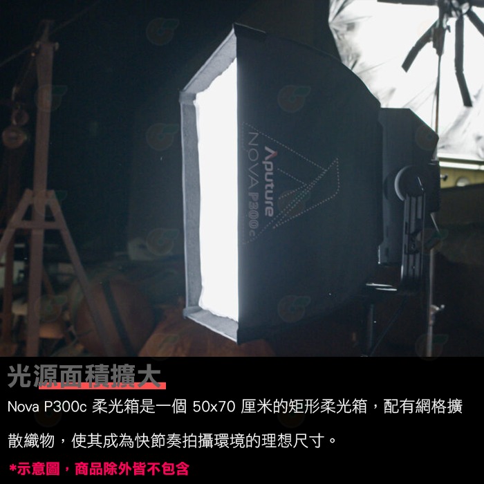 愛圖仕 Aputure NOVA P300C 柔光罩 公司貨 含蜂巢 柔光箱 攝影棚 棚燈 網格 控光 補光燈-細節圖2