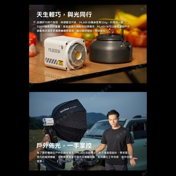 神牛 Godox ML60IIBI 雙色溫70W LED 持續燈 AK-B01 AK-B02 電池手把 公司貨 攝影燈-細節圖3