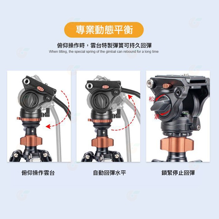 附長手柄 卡宴 Cayer H6 液壓阻尼 攝錄影雲台 公司貨 承重6kg 鋁合金 全景拍攝 攝影 錄影-細節圖6